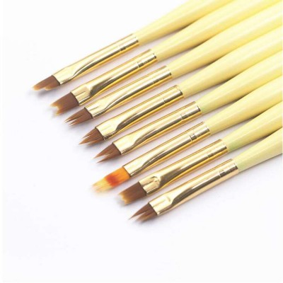 Private label Professional polish liner case Wooden Pole Set Nail Art 8 Pack flowers wood brush nails