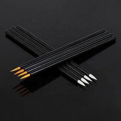 Factory wholesale disposable eyeliner pen brush tip lip gloss wand applicator black plastic handle fiber eyeliner brush