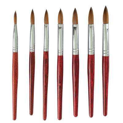 Professional high quality oem custom nail art brushes wooden handle 100% pure kolinsky nail brush